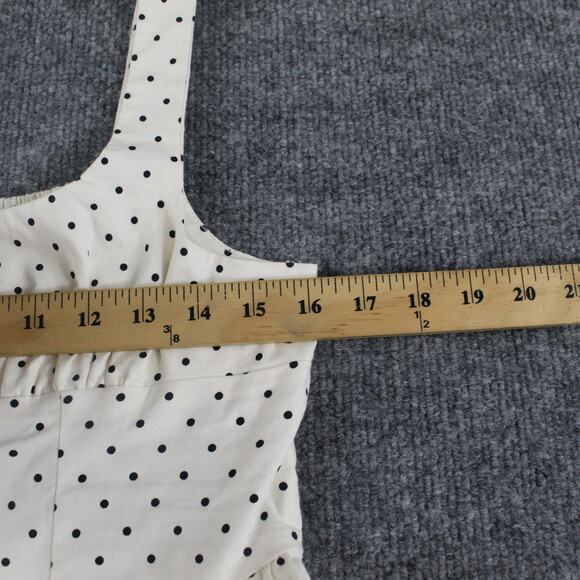 Free People Dress Women Medium Printed Astrid Mini White Polka Dot Babydoll Boho - Picture 13 of 13